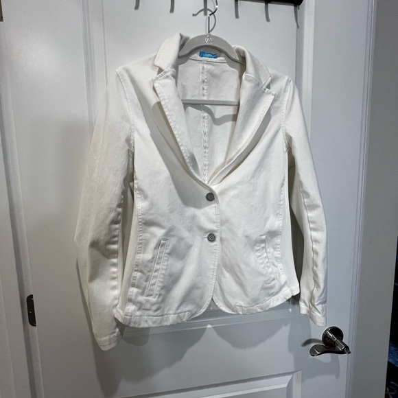 J. McLaughlin White Canvas Blazer Jacket Size Large - Picture 14 of 15